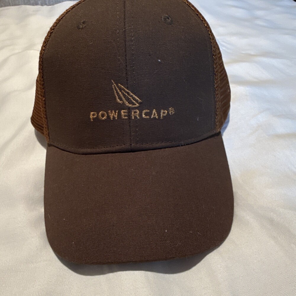 PowerCap Men's LED Lighted Baseball Cap Brown Mesh Trucker Hat Adjustable OSFM